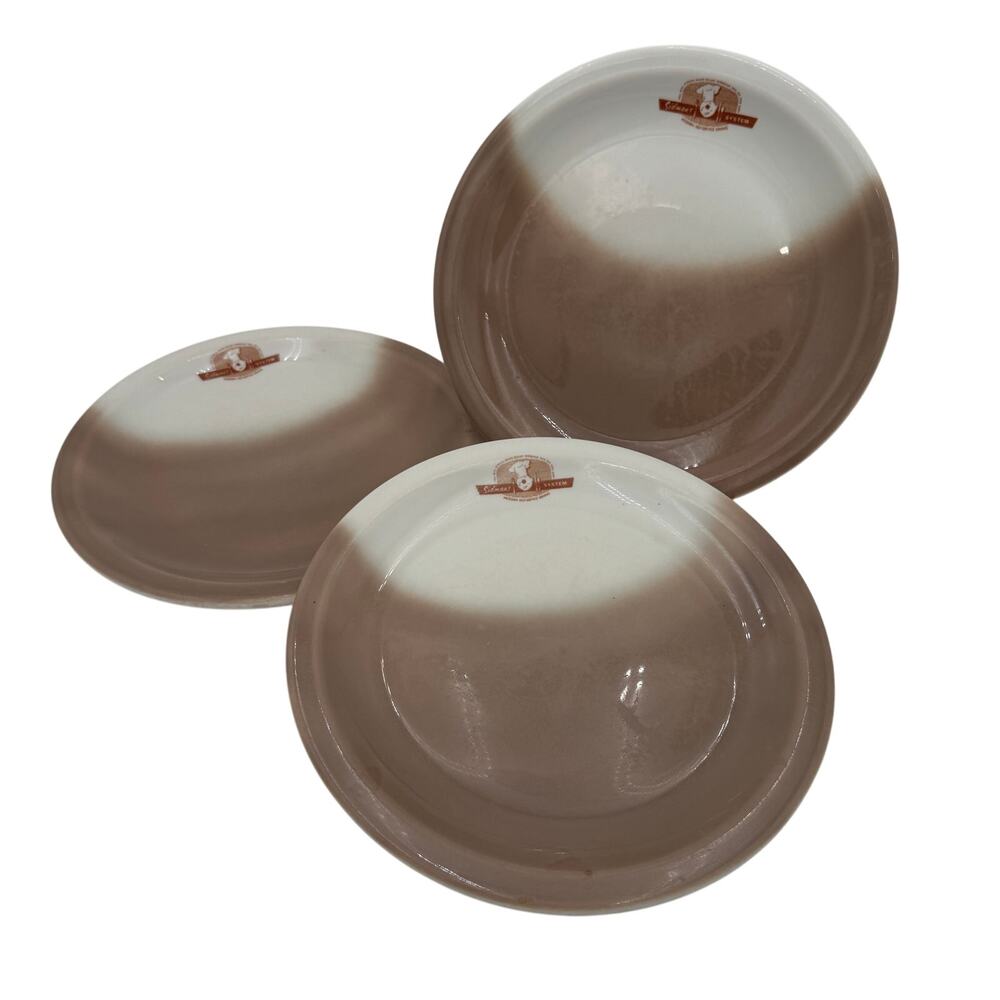 Vintage Sidmans System Restaurant Hotel Ware Dinner Plates Set/3 Taupe and White
